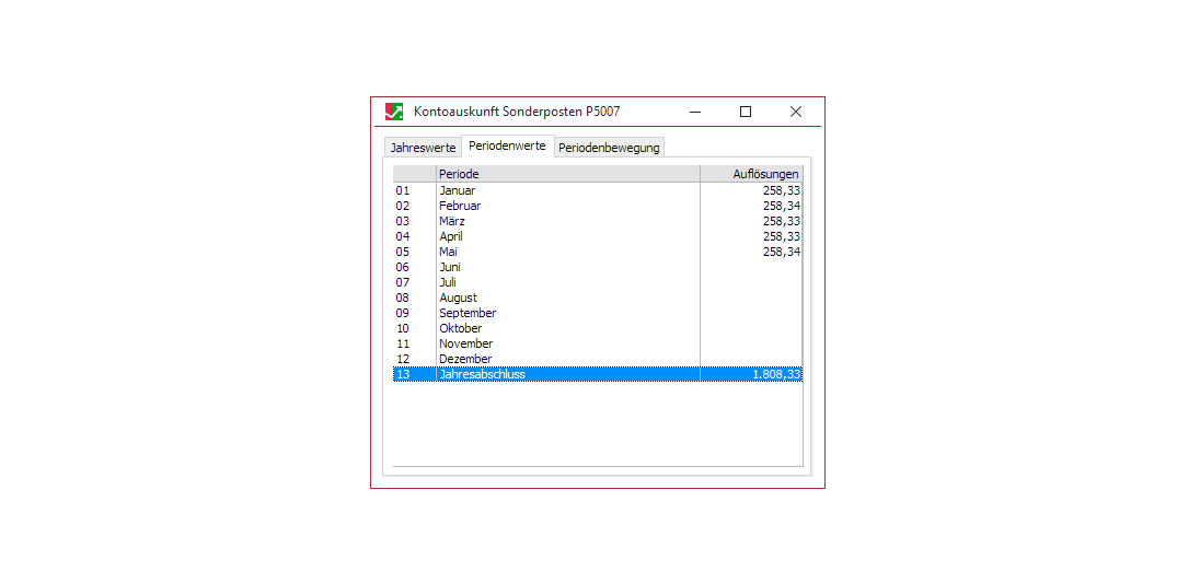 Anlagen Sonderposten für die Sage 100